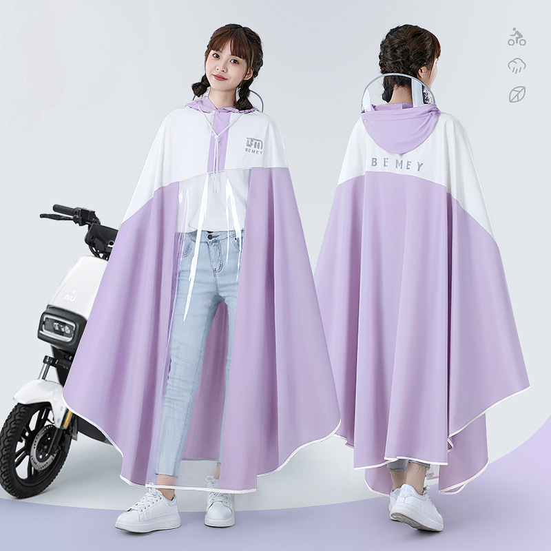 Cycling Rain Jacket Commute - Trinkbarer Fahrrad-Regenmantel, modischer transparenter Regenmantel mit
