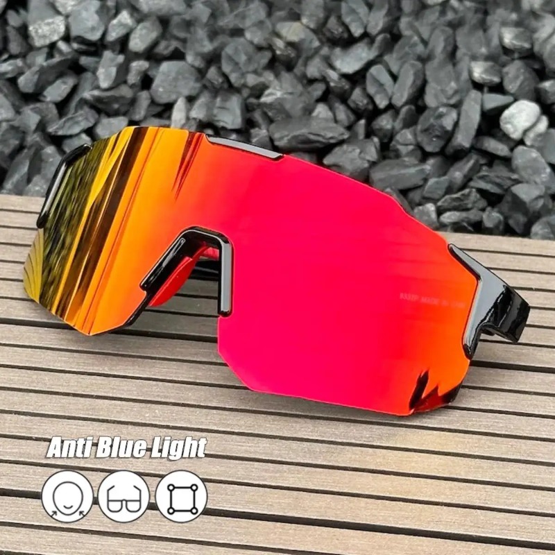 Cycling Zones - Quadratische Fahrrad-Sonnenbrille mit großem Rahmen, UV-Schutz,