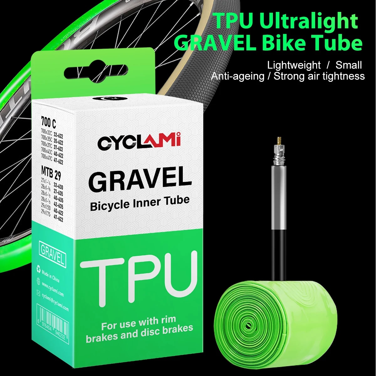 Inner Tube 700C - CYCLAMI Ultraleicht Rennrad MTB 29 Fahrrad