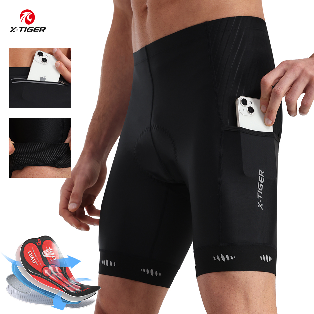 Cycling Commuter Pants - X-TIGER Herren-Radhose mit Gesäßtasche, 5D-Gel-gepolsterte Fahrradhose