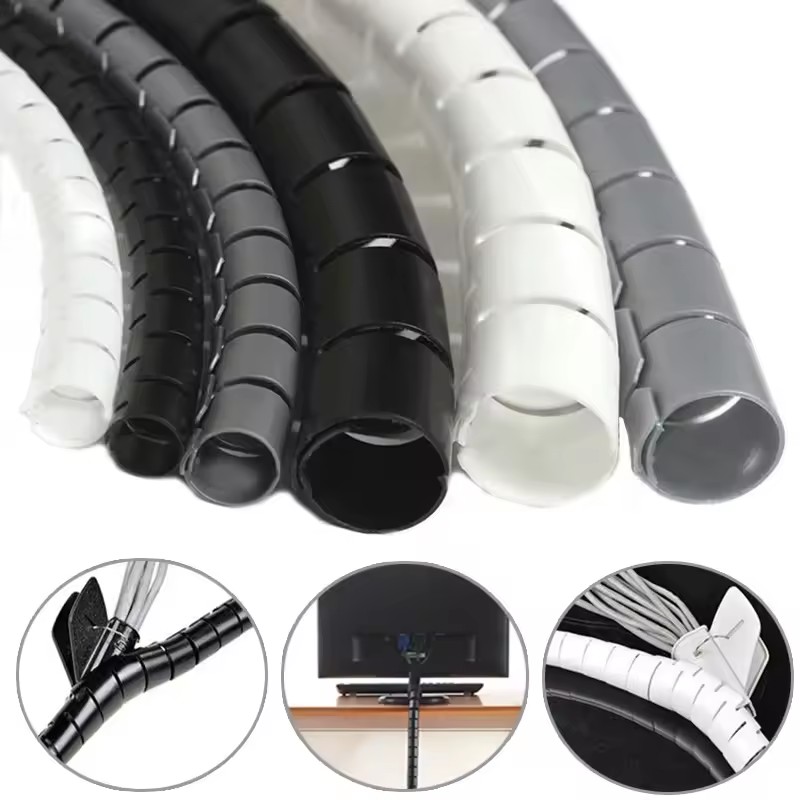 Cable Lock Flexible - 2M/1M Flexibler Spiralkabelschutz Kabelorganisator Computer-Kabelschutzrohr Clip-Organizer