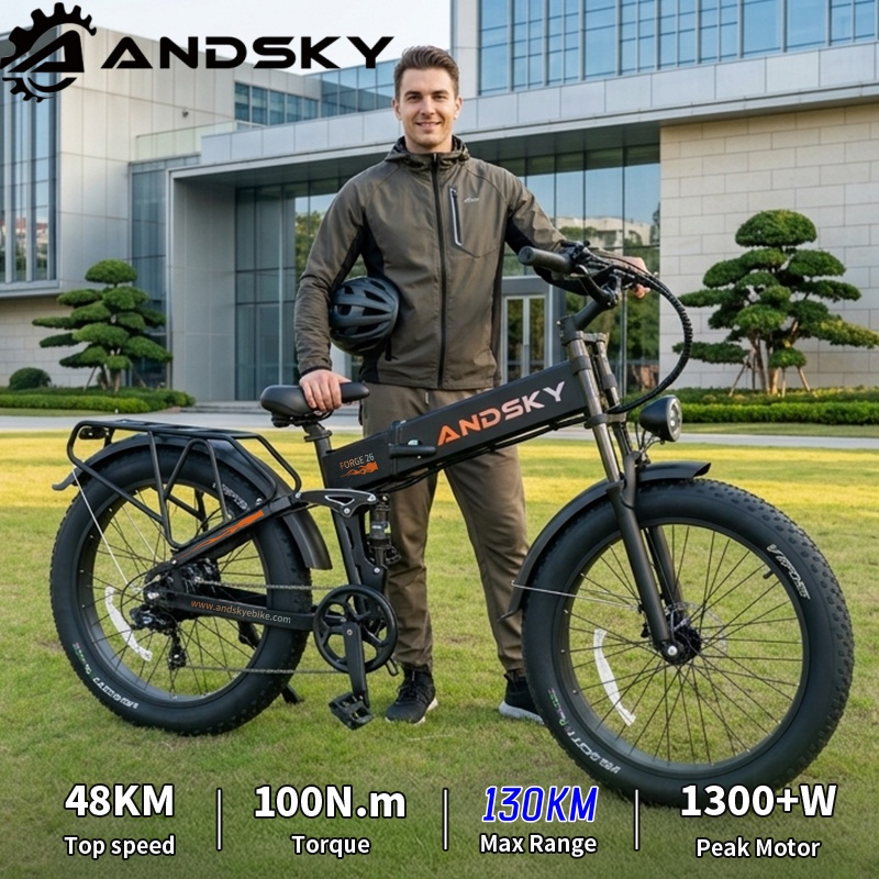 Commuting On Mountain Bike - ANDSKY Forge 26 Vollgefedertes Faltbares E-Bike